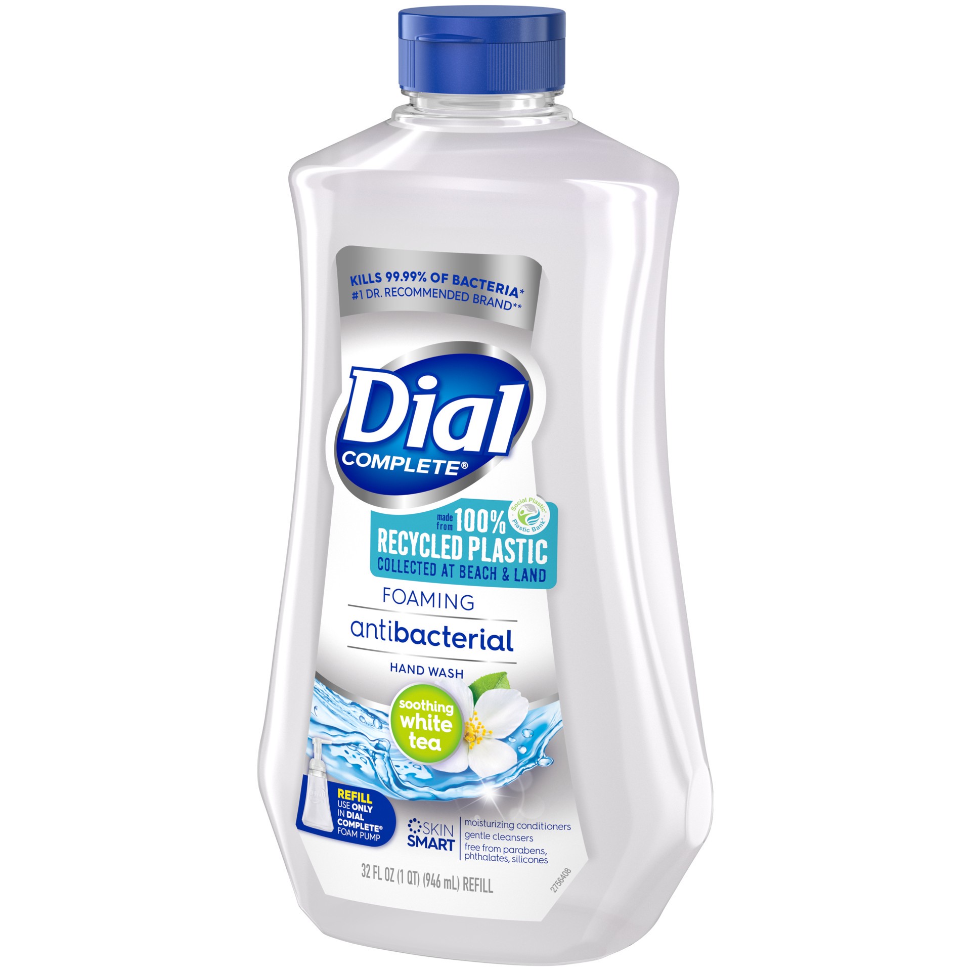 slide 1 of 3, Dial - Obsolete Dial Complete Antibacterial Foaming Hand Soap Refill, Soothing White Tea, 32 fl oz, 32 fl oz