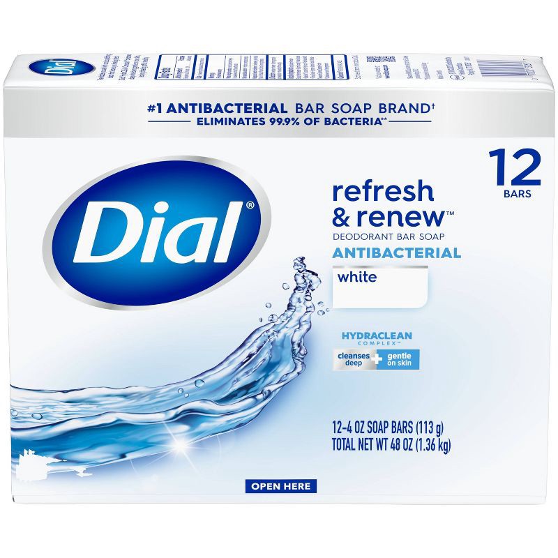 slide 2 of 8, Dial Clean and Refresh White Bar Soap - 12pk - 4oz each, 12 ct; 4 oz