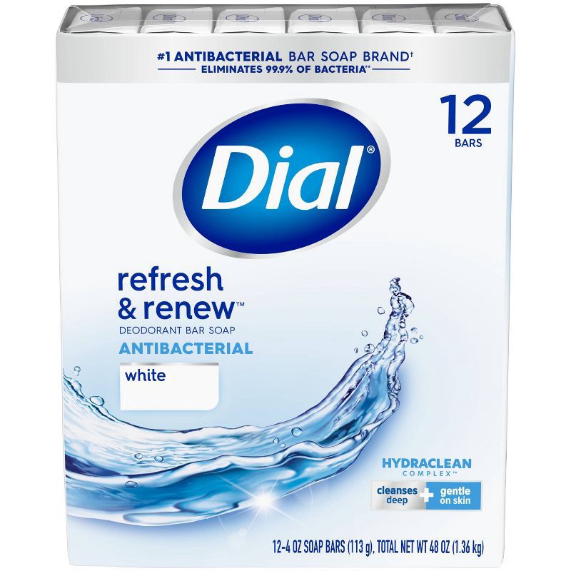 slide 1 of 8, Dial Clean and Refresh White Bar Soap - 12pk - 4oz each, 12 ct; 4 oz