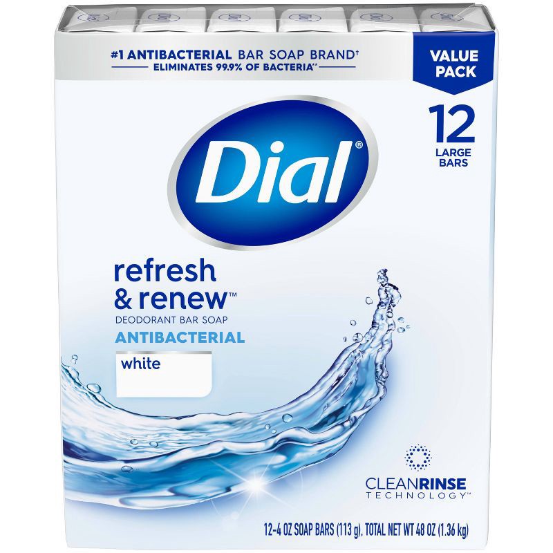 slide 1 of 10, Dial Clean and Refresh White Bar Soap - 12pk - 4oz each, 12 ct; 4 oz