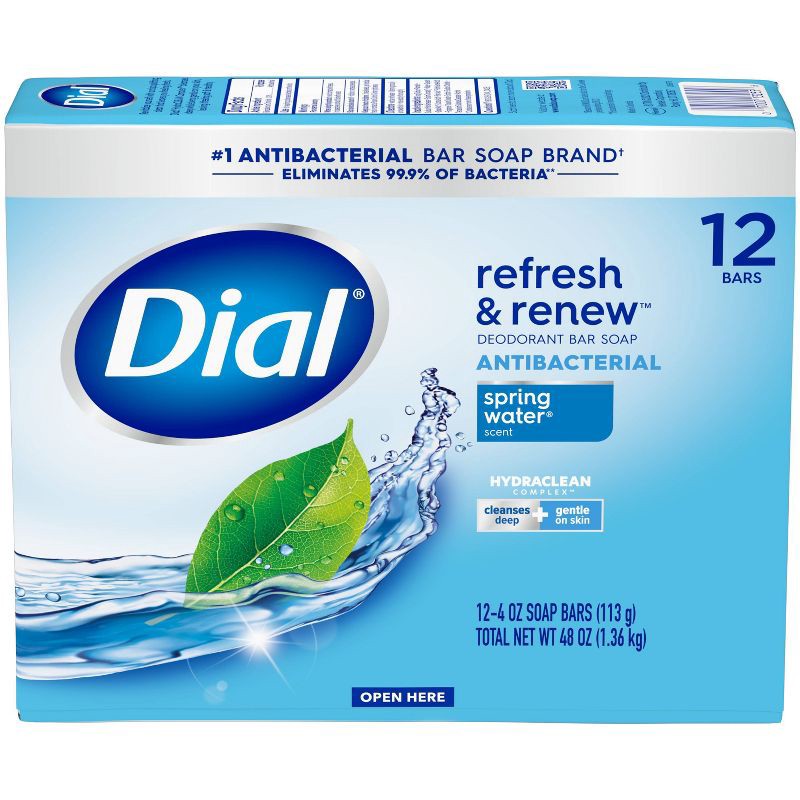 slide 2 of 10, Dial Antibacterial Deodorant Spring Water Bar Soap - 12pk - 4oz each, 12 ct; 4 oz