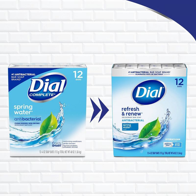 slide 3 of 10, Dial Antibacterial Deodorant Spring Water Bar Soap - 12pk - 4oz each, 12 ct; 4 oz