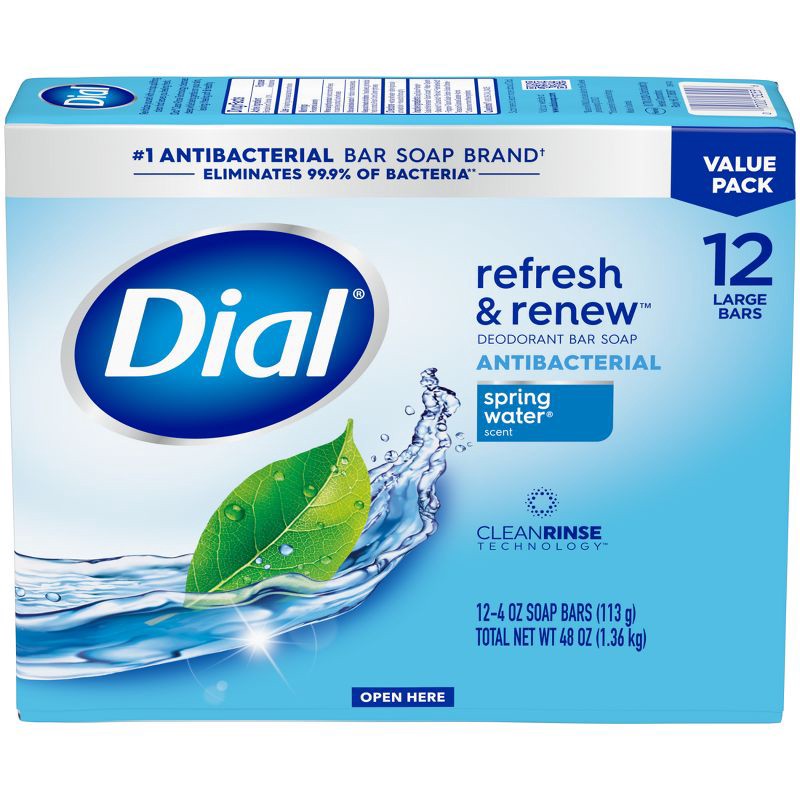 slide 9 of 15, Dial Antibacterial Deodorant Spring Water Bar Soap - 12pk - 4oz each, 12 ct; 4 oz