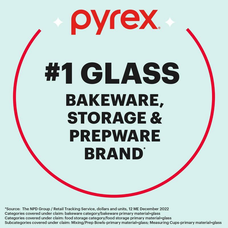 slide 2 of 6, Pyrex 11 cup Food Storage Container Cadet Blue: Glass Container with Lid, Microwave & Dishwasher Safe, 1 ct