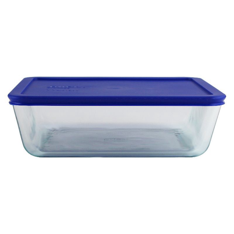 slide 1 of 1, Pyrex 11 cup Food Storage Container Cadet Blue: Glass Container with Lid, BPA-Free, Microwave & Dishwasher Safe, 1 ct