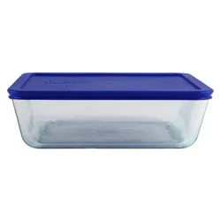 Pyrex 11 cup Food Storage Container Cadet Blue: Glass Container with Lid, Microwave & Dishwasher Safe