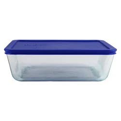 Pyrex 11 cup Food Storage Container Cadet Blue: Glass Container with Lid, Microwave & Dishwasher Safe