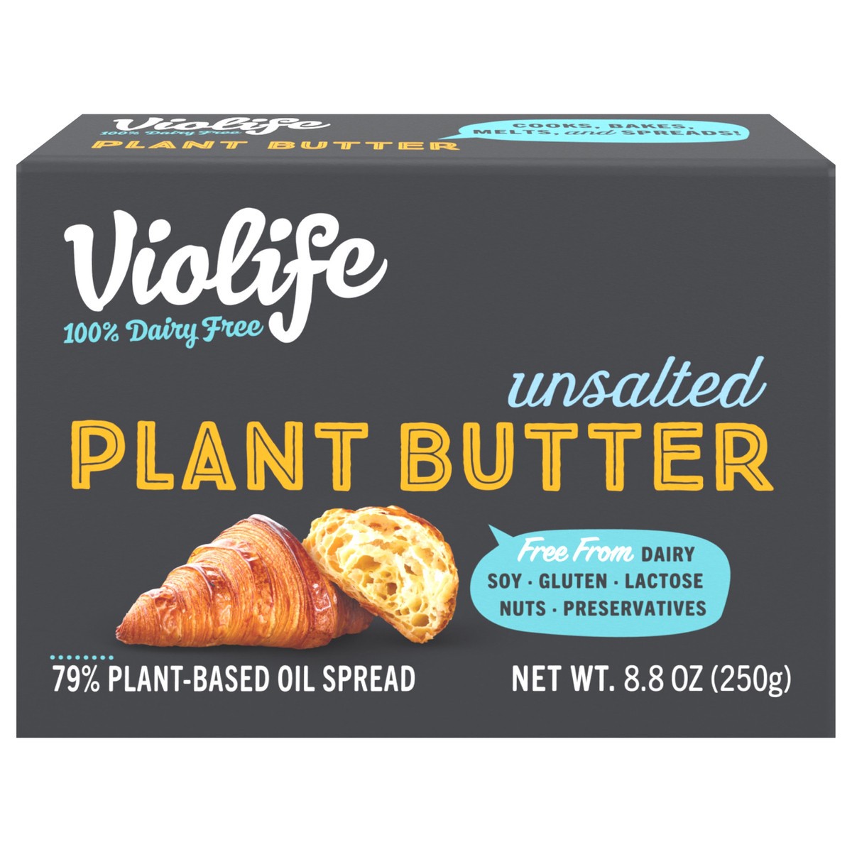 slide 1 of 9, Violife Plant Butter Unsalted, Non-Dairy Vegan, 8.8 oz Paper Brick (Refrigerated), 8.8 oz