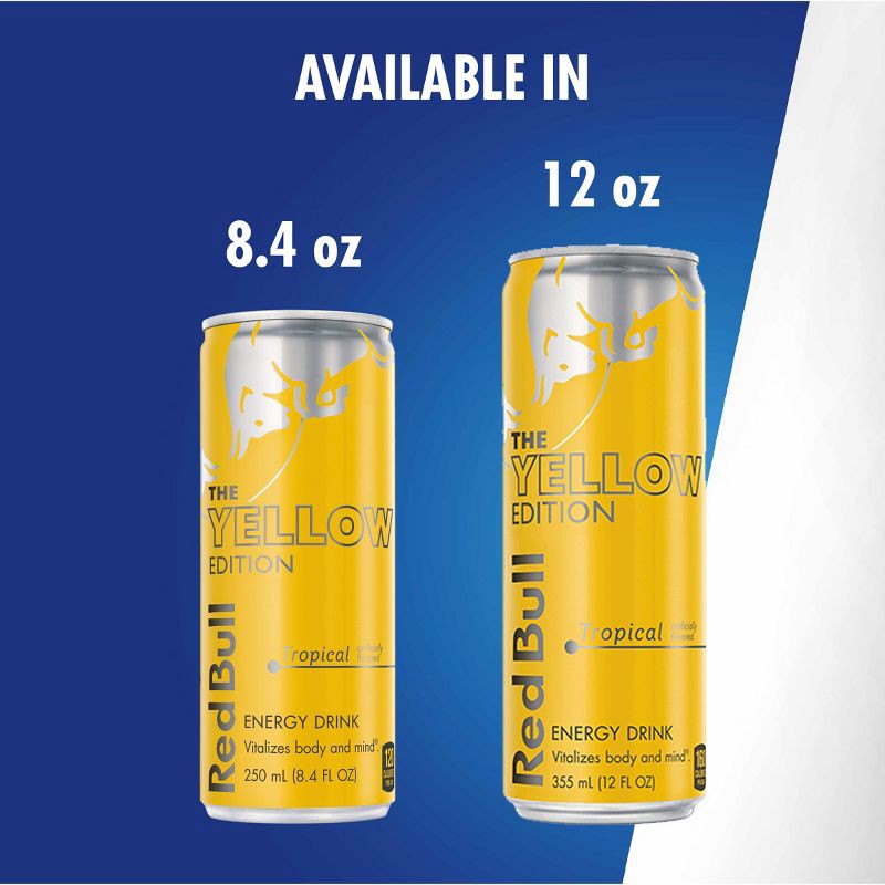 slide 5 of 9, Red Bull Yellow Edition Tropical Punch Energy Drink - 12 fl oz Can, 12 fl oz