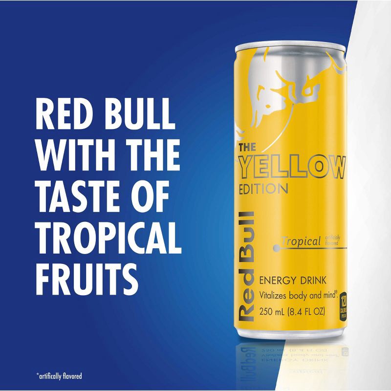 slide 2 of 10, Red Bull Yellow Edition Tropical Punch Energy Drink - 4pk/8.4 fl oz Cans, 4 ct; 8.4 fl oz