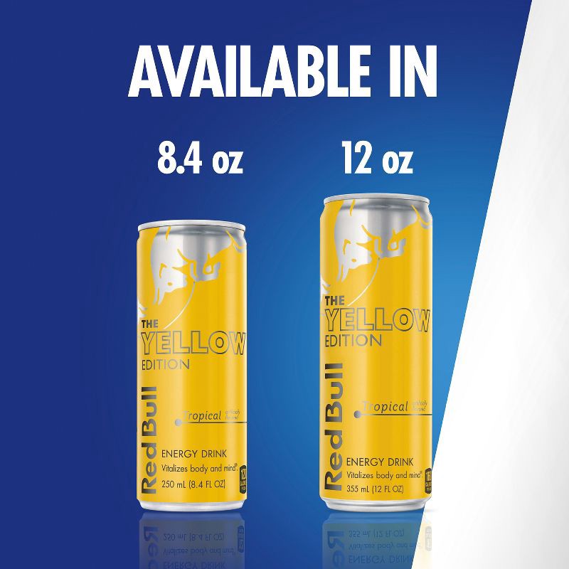 slide 7 of 10, Red Bull Yellow Edition Tropical Punch Energy Drink - 4pk/8.4 fl oz Cans, 4 ct; 8.4 fl oz