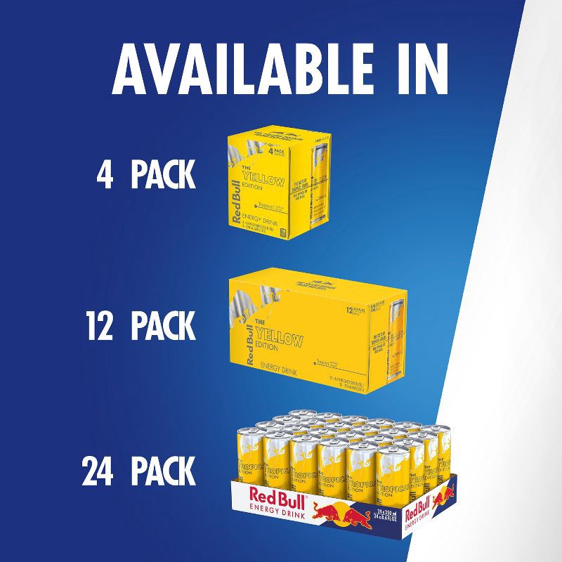 slide 8 of 10, Red Bull Yellow Edition Tropical Punch Energy Drink - 4pk/8.4 fl oz Cans, 4 ct; 8.4 fl oz