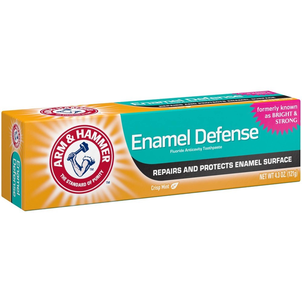 slide 5 of 8, ARM & HAMMER Enamel Defense Toothpaste- Truly Radiant Bright & Strong Toothpaste -One 4.3oz Tube, Crisp Mint- Fluoride Toothpaste, 4.3 oz