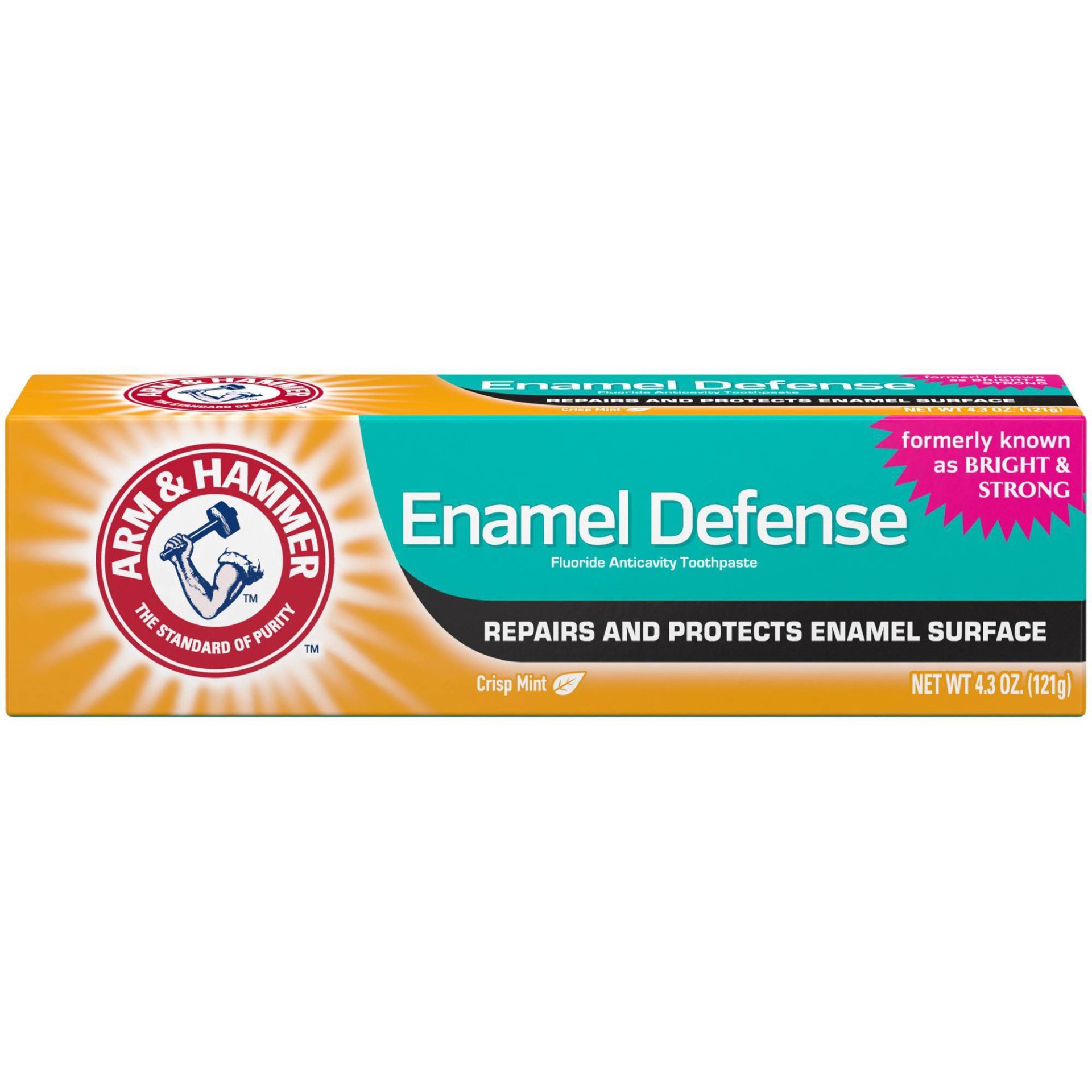 slide 1 of 8, ARM & HAMMER Enamel Defense Toothpaste- Truly Radiant Bright & Strong Toothpaste -One 4.3oz Tube, Crisp Mint- Fluoride Toothpaste, 4.3 oz