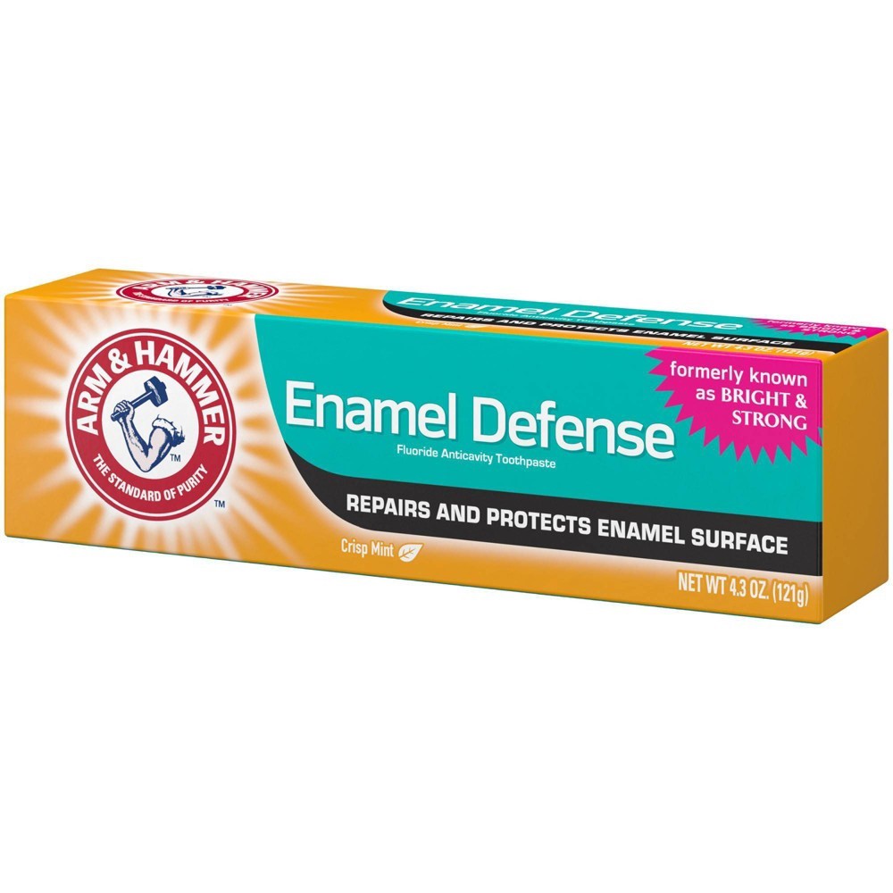 slide 2 of 8, ARM & HAMMER Enamel Defense Toothpaste- Truly Radiant Bright & Strong Toothpaste -One 4.3oz Tube, Crisp Mint- Fluoride Toothpaste, 4.3 oz