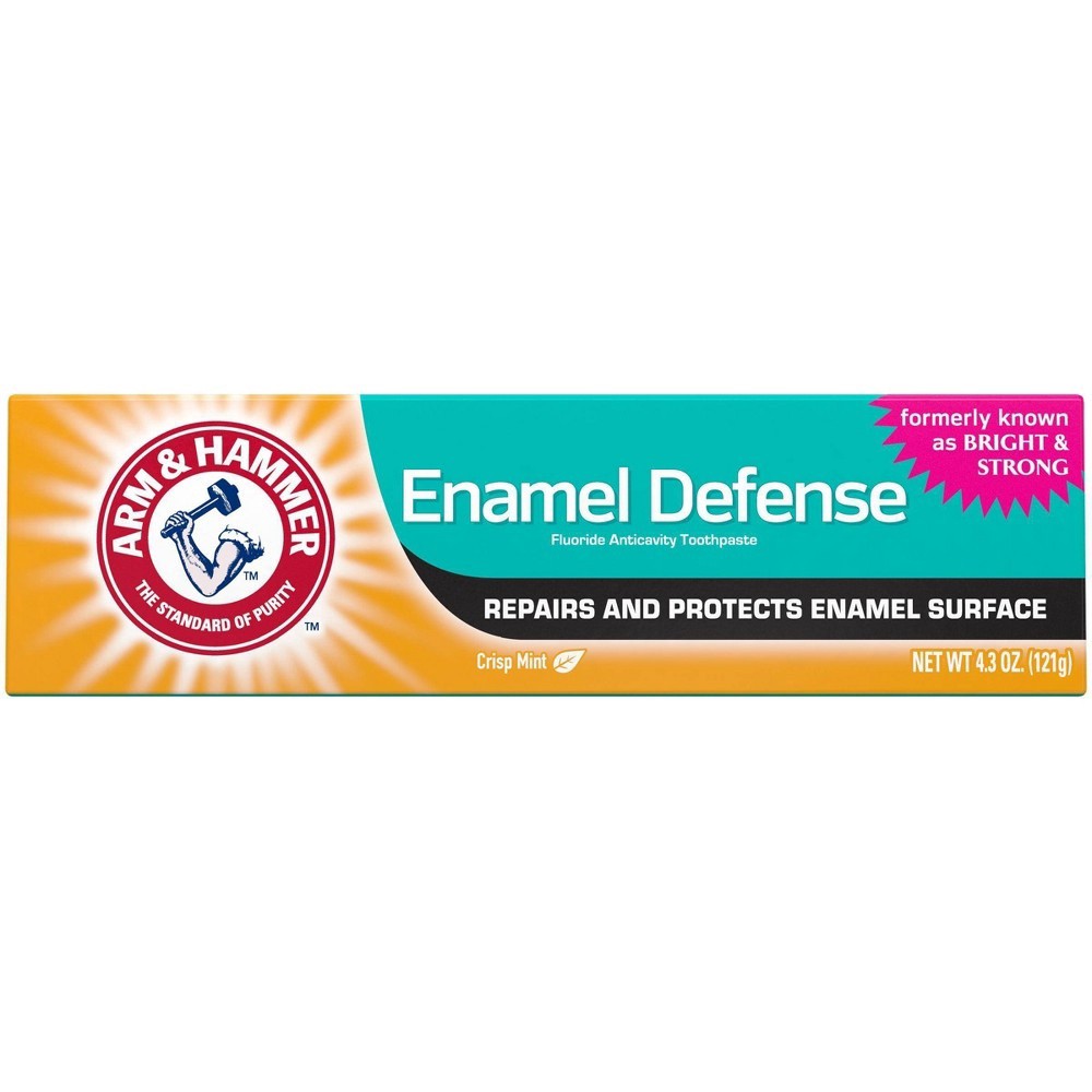 slide 3 of 8, ARM & HAMMER Enamel Defense Toothpaste- Truly Radiant Bright & Strong Toothpaste -One 4.3oz Tube, Crisp Mint- Fluoride Toothpaste, 4.3 oz