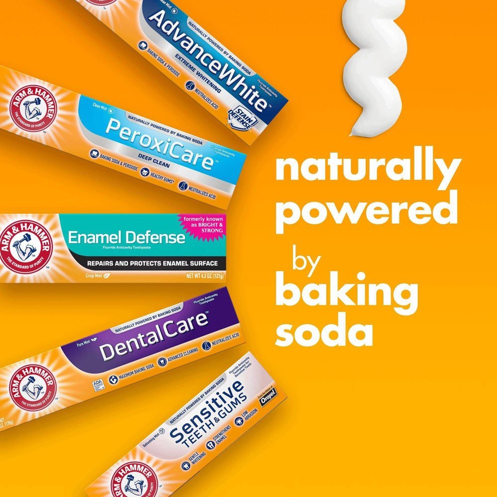 slide 7 of 8, ARM & HAMMER Enamel Defense Toothpaste- Truly Radiant Bright & Strong Toothpaste -One 4.3oz Tube, Crisp Mint- Fluoride Toothpaste, 4.3 oz