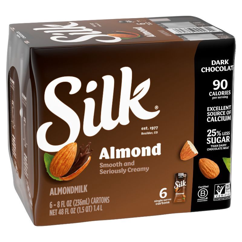 slide 2 of 11, Silk Shelf Stable Dark Chocolate Almond Milk - 6ct/8 fl oz Boxes, 6 ct; 8 fl oz