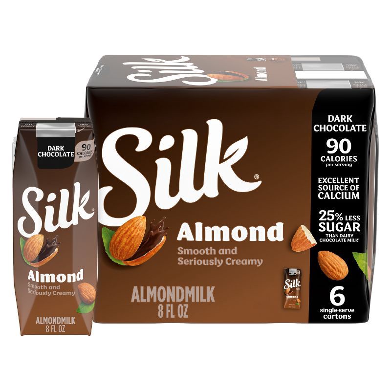 slide 1 of 11, Silk Shelf Stable Dark Chocolate Almond Milk - 6ct/8 fl oz Boxes, 6 ct; 8 fl oz