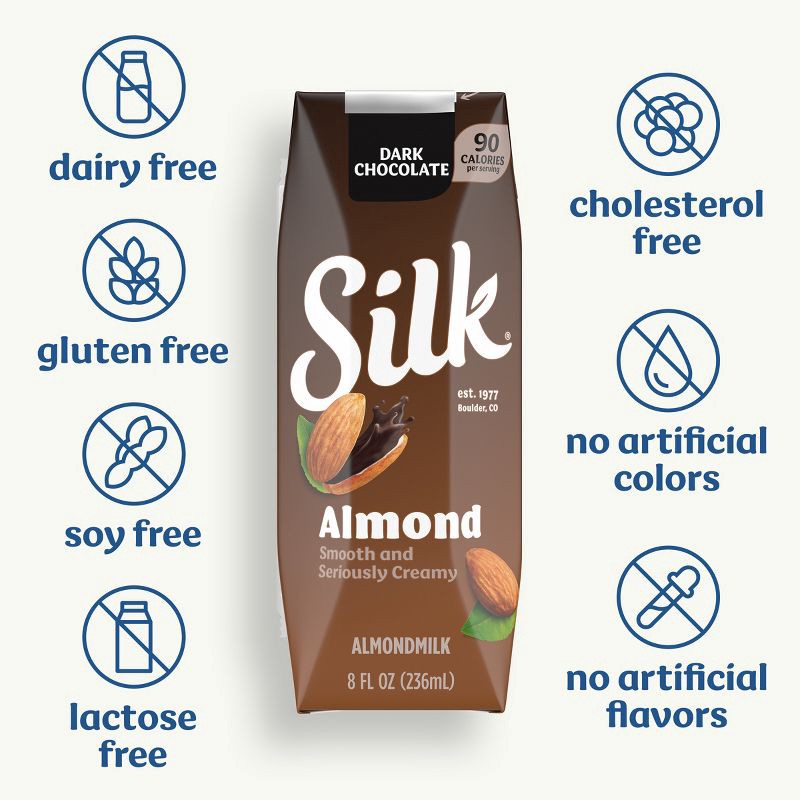 slide 3 of 12, Silk Shelf Stable Dark Chocolate Almond Milk - 6ct/8 fl oz Boxes, 6 ct; 8 fl oz