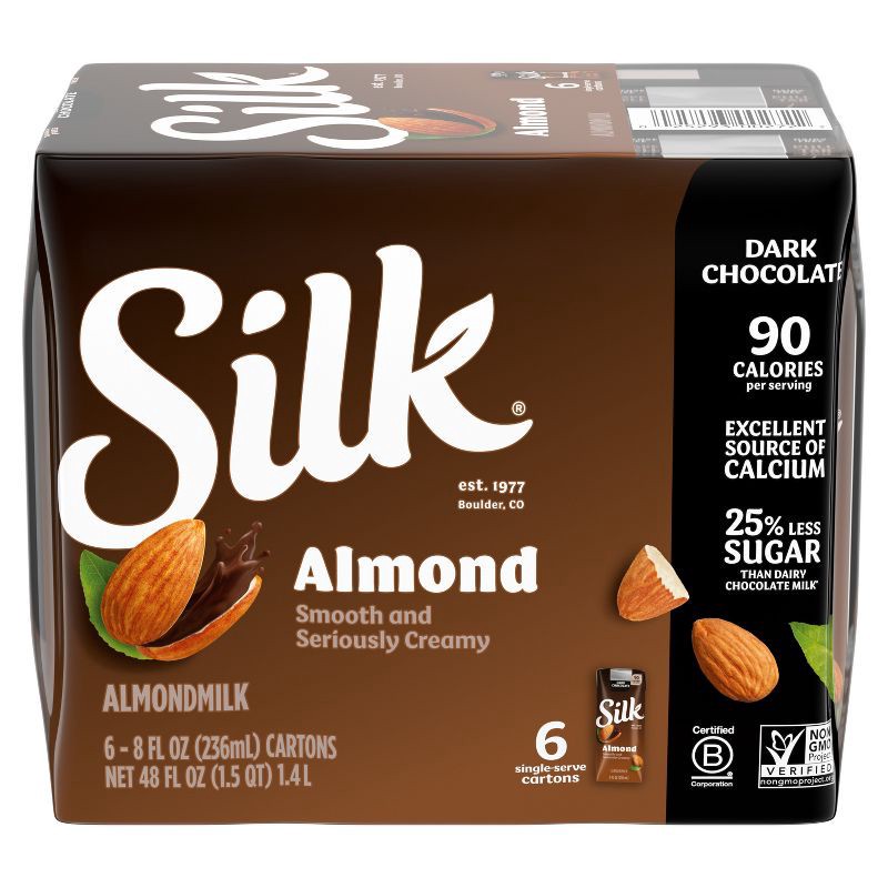 slide 9 of 11, Silk Shelf Stable Dark Chocolate Almond Milk - 6ct/8 fl oz Boxes, 6 ct; 8 fl oz