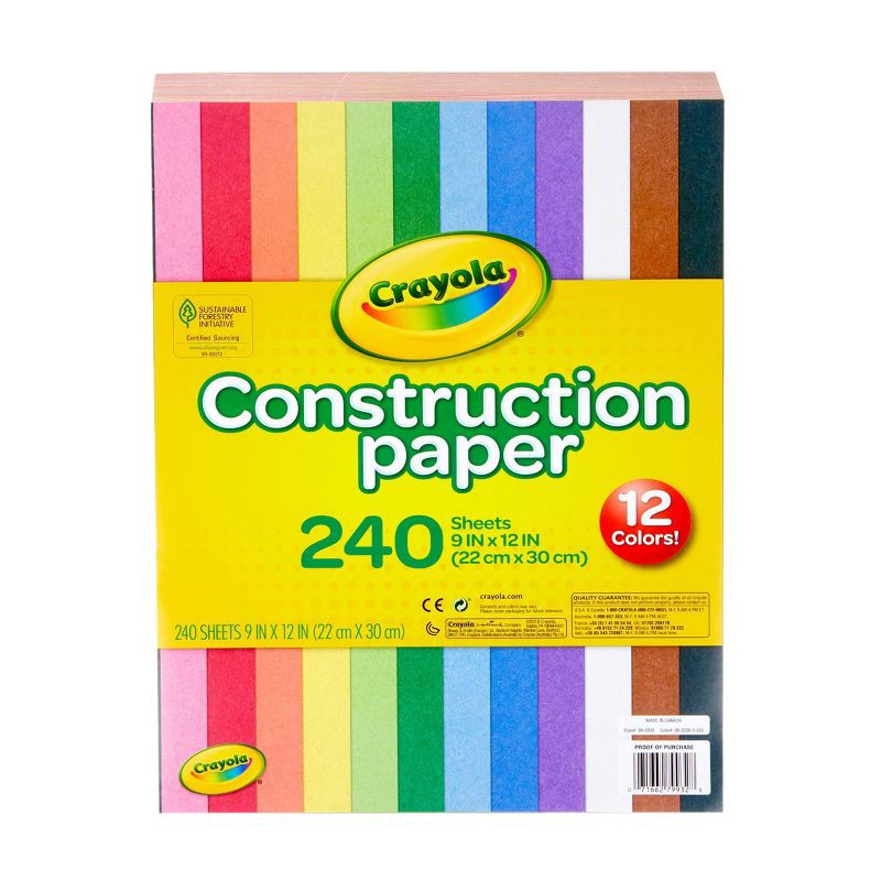 slide 1 of 4, Crayola 240-Sheet Construction Paper 12-Color, 1 ct