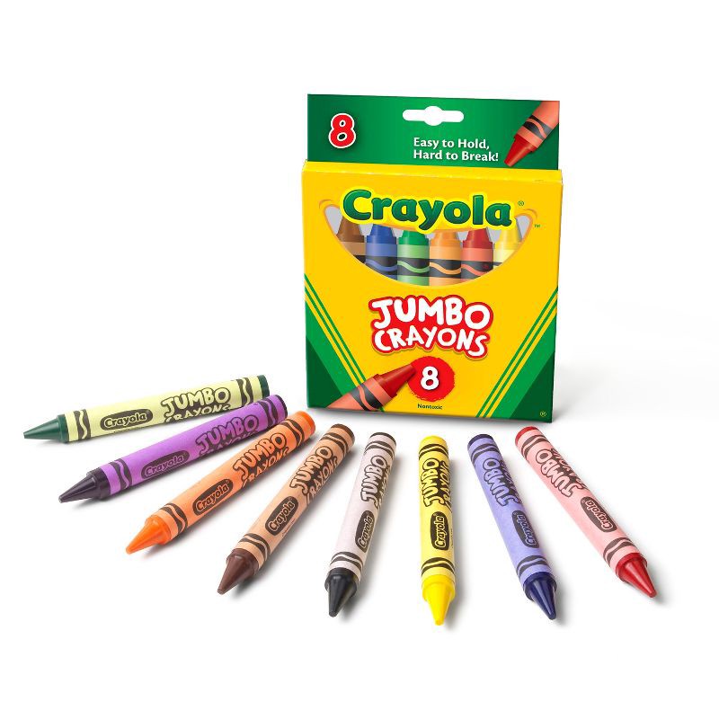 slide 3 of 4, Crayola 8ct Jumbo Crayons Toddler School Supplies Classroom Essentials for Preschool Teachers Large Coloring Crayons Ages 3+, 8 ct