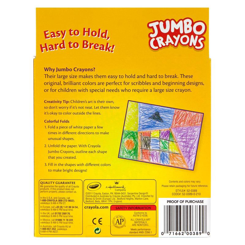 slide 4 of 4, Crayola 8ct Jumbo Crayons Toddler School Supplies Classroom Essentials for Preschool Teachers Large Coloring Crayons Ages 3+, 8 ct