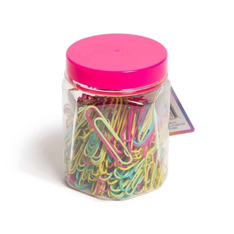 slide 2 of 5, U Brands 300ct Assorted Paper Clips in Small Mason Jar Retro: Multicolor Brights, Iron, Office Supplies, Clips & Fasteners, 300 ct