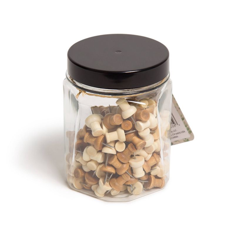 slide 2 of 5, U Brands 150ct Wooden Push Pins with Jar, 150 ct