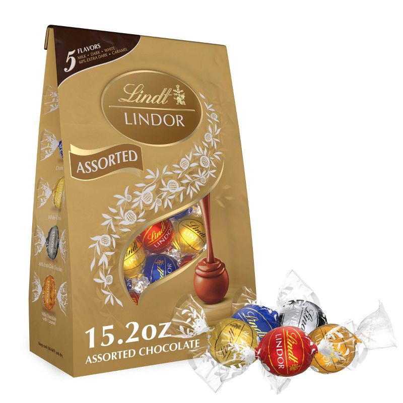 slide 1 of 7, Lindt Lindor Assorted 5 Flavor Chocolate Candy Truffles - 15.2 oz., 15.2 oz