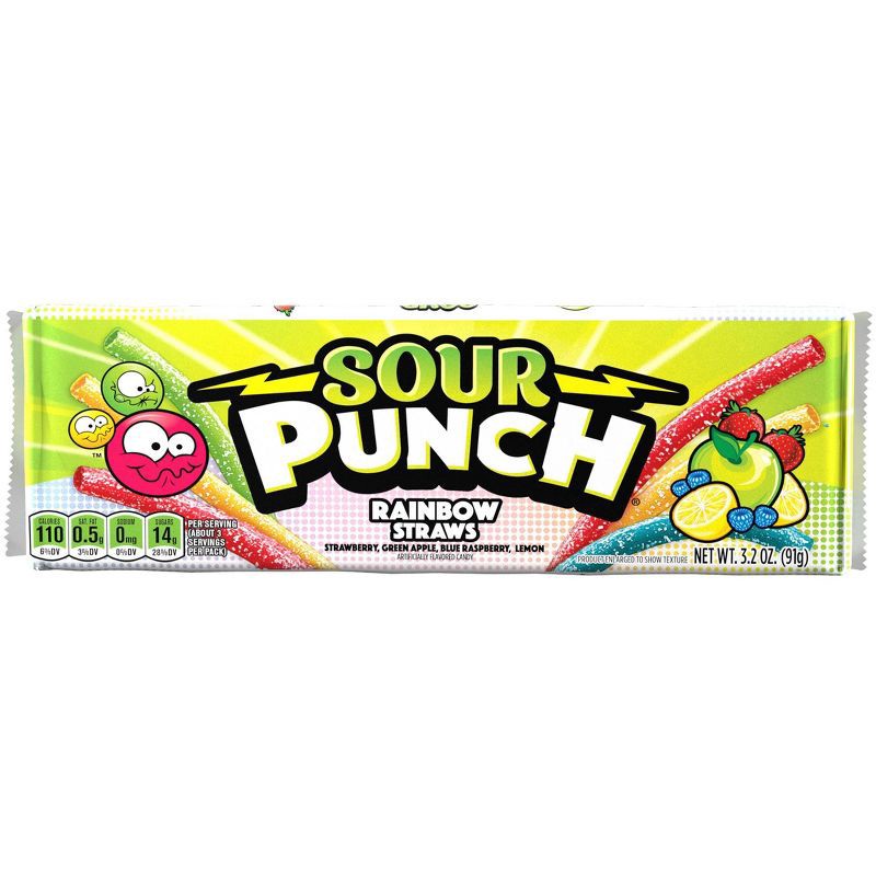 slide 1 of 6, Sour Punch Rainbow Straws Candy - 3.2oz, 3.2 oz