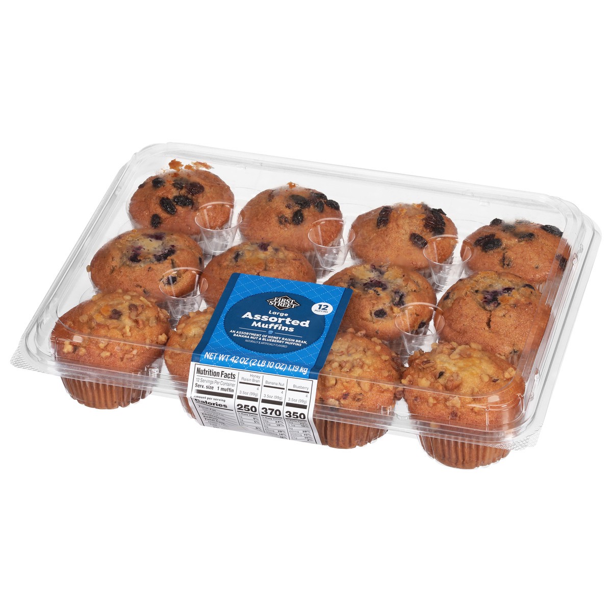 slide 4 of 12, First Street Lrg Asstd Muffin, 42 oz
