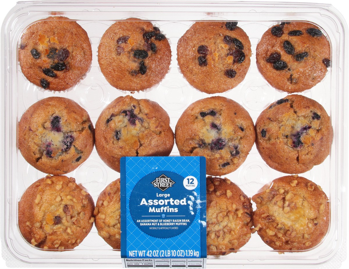slide 8 of 12, First Street Lrg Asstd Muffin, 42 oz