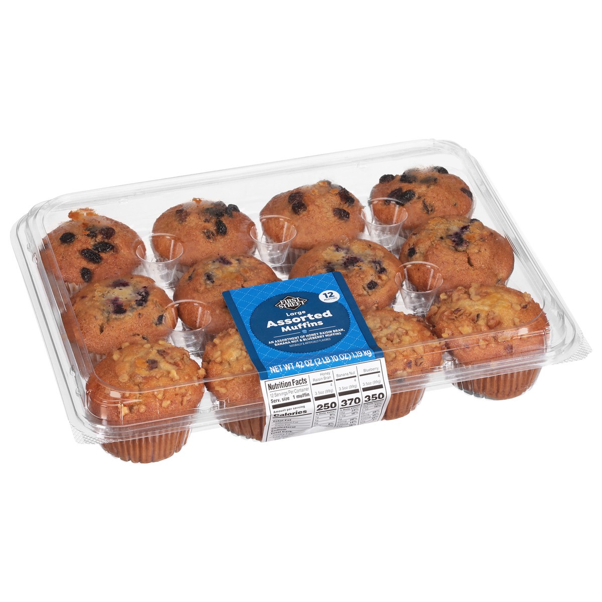 slide 7 of 12, First Street Lrg Asstd Muffin, 42 oz