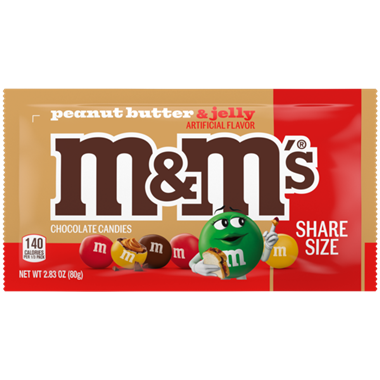slide 1 of 1, M&M's M&MâS Peanut Butter & Jelly Candy Bag, 2.83 oz