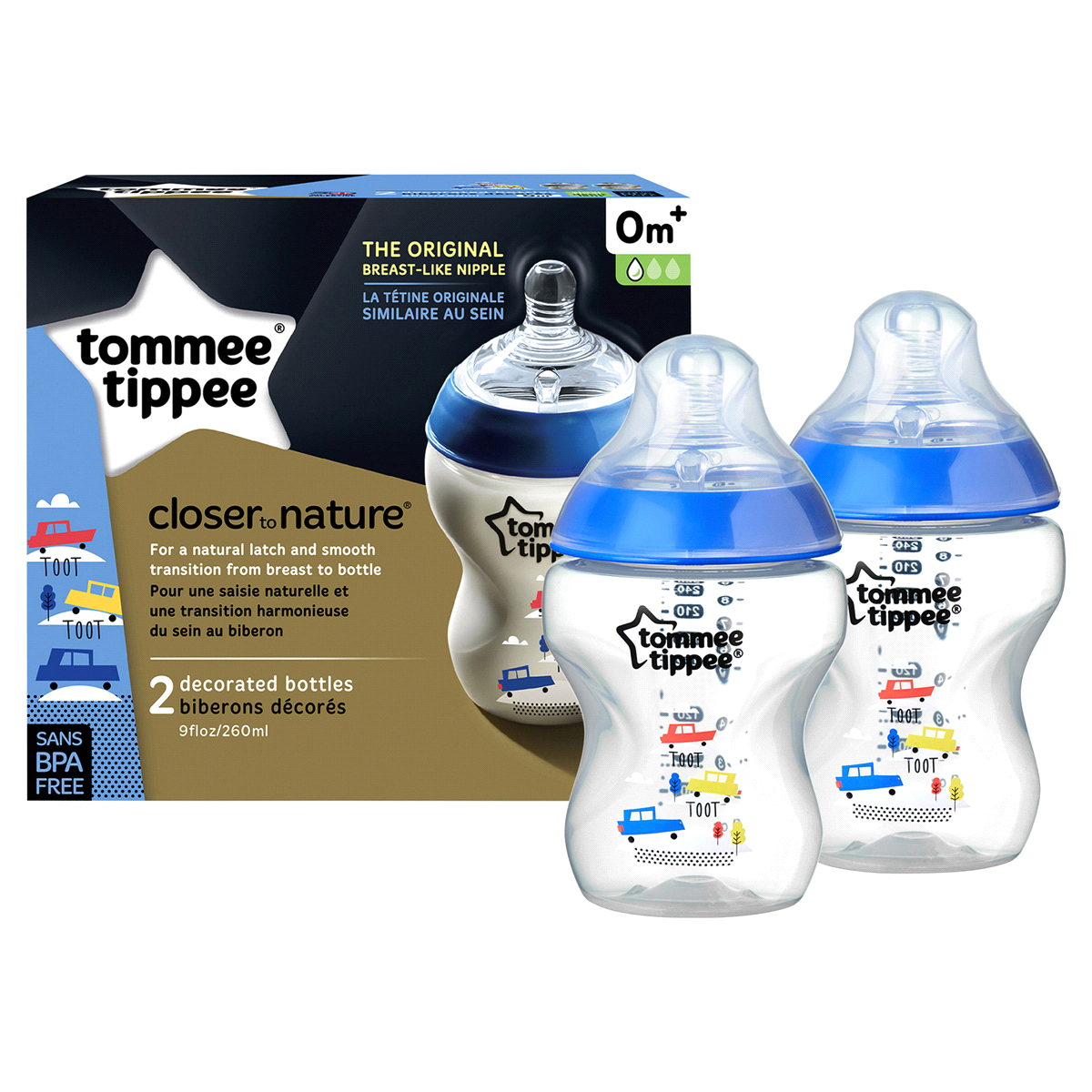 slide 3 of 3, Tommee Tippee Closer to Nature Decorated Bottle, 2 ct