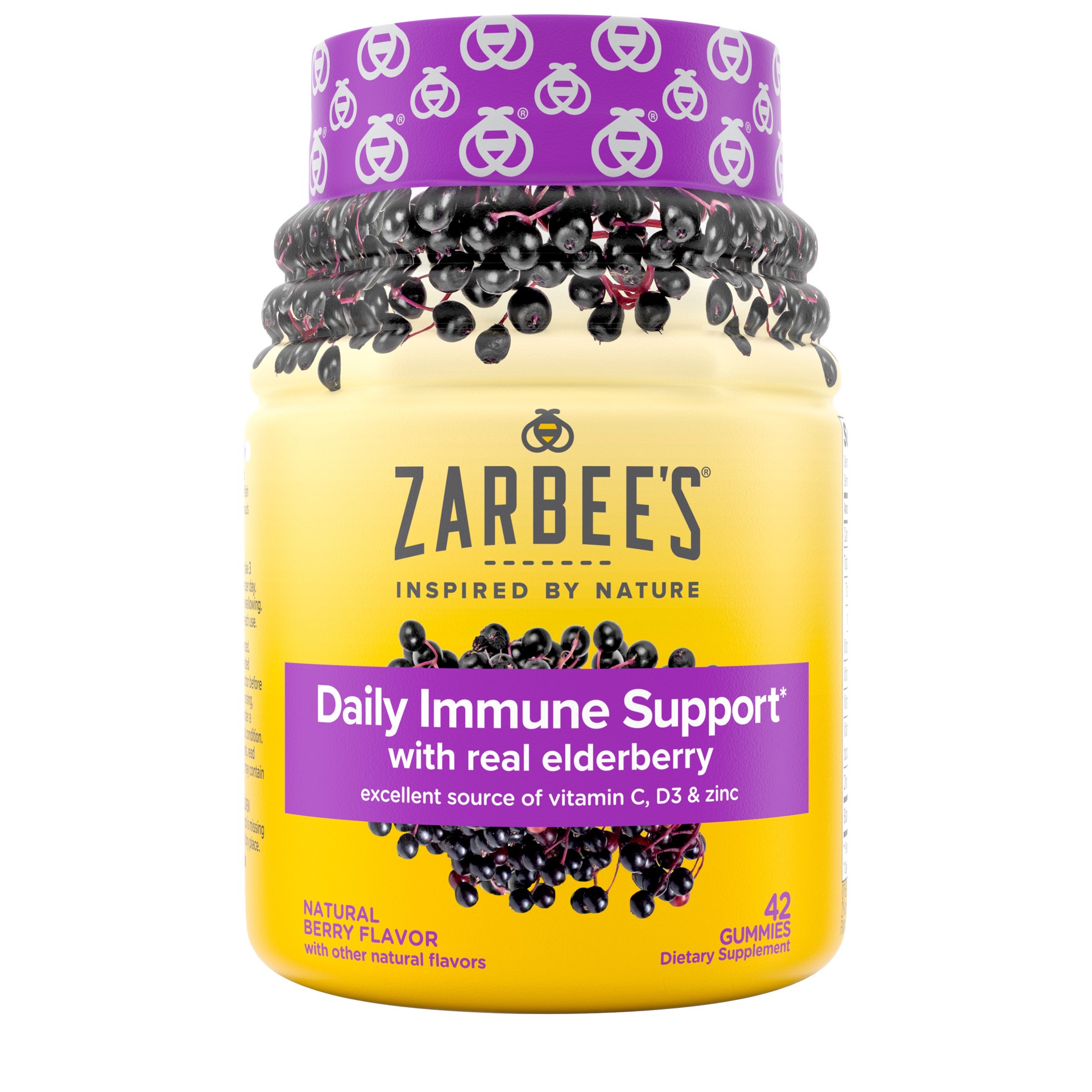 slide 1 of 5, Zarbee's Naturals Daily Immune Support* Gummies with Real Elderberry, Vitamins A, C, D, E, & Zinc, 42ct, 42 ct