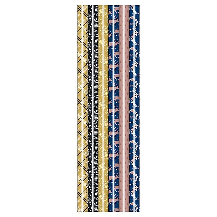 slide 1 of 1, Winter Wonderland Assorted Glam Metallic Foil Wrapping Paper, 31 in