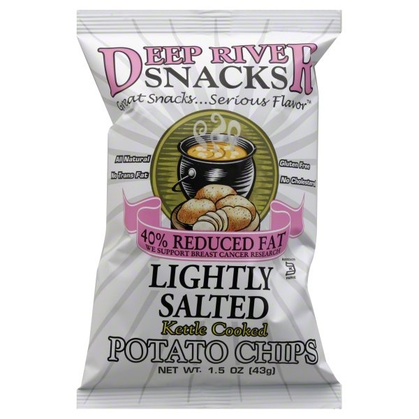 slide 1 of 1, Deep River Snacks 50% Reduced Fat Original Kettle Chips, 1.5 oz