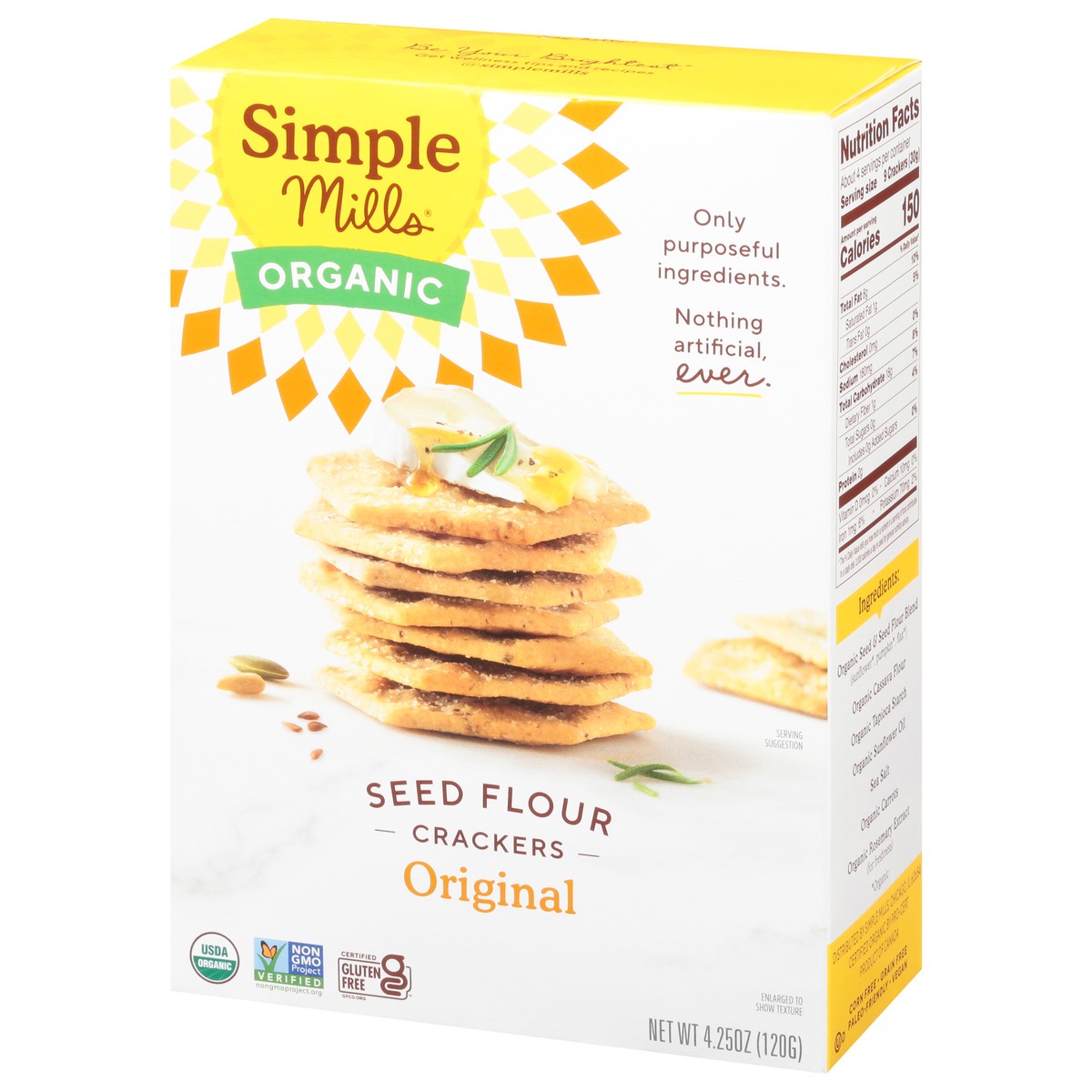 slide 11 of 11, Simple Mills Organic Seed Flour Original Crackers 4.25 oz, 1 ct