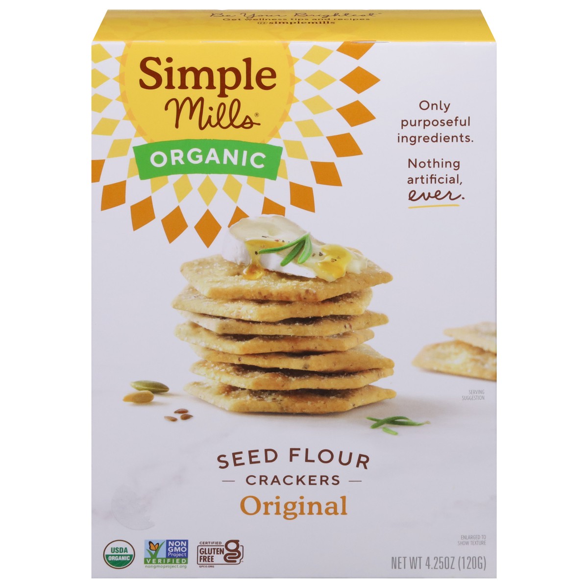 slide 1 of 11, Simple Mills Organic Seed Flour Original Crackers 4.25 oz, 1 ct