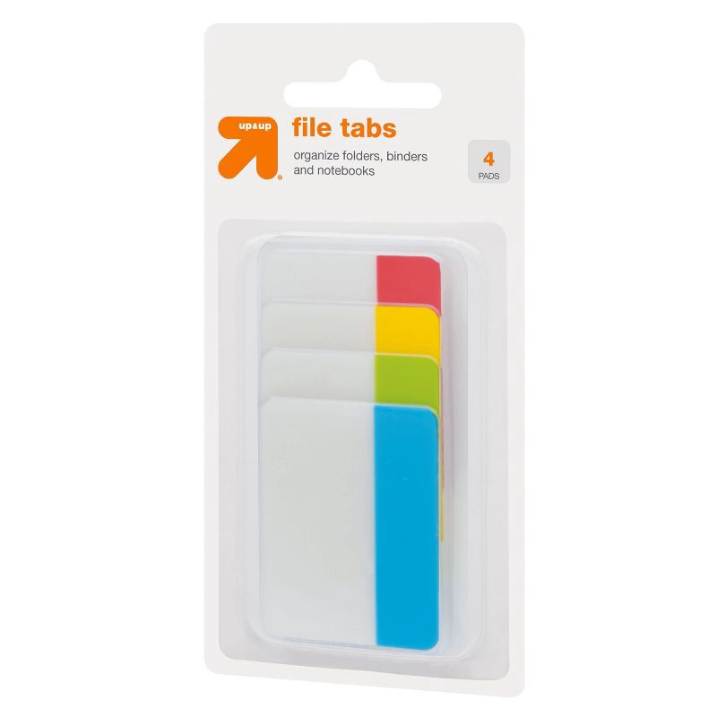 slide 2 of 3, File Tabs 4 Pads 36ct Tabbed Multicolor - up&up™: Removable Plastic Filing Accessories, 2"x1.5", Stationery, Office, 36 ct