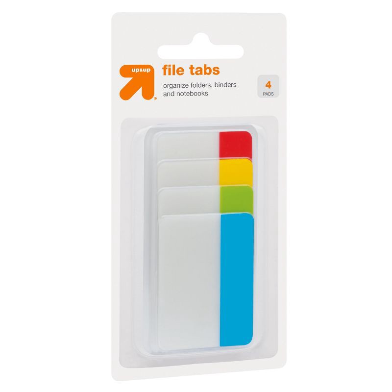 slide 3 of 3, File Tabs 4 Pads 36ct Tabbed Multicolor - up&up™: Removable Plastic Filing Accessories, 2"x1.5", Stationery, Office, 36 ct