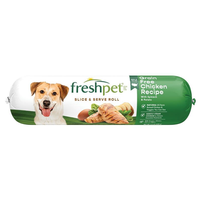 slide 1 of 9, Freshpet Select Roll Grain Free Chicken Recipe Refrigerated Wet Dog Food - 1.5lbs: All Ages, Ready to Eat, 1.5 lb