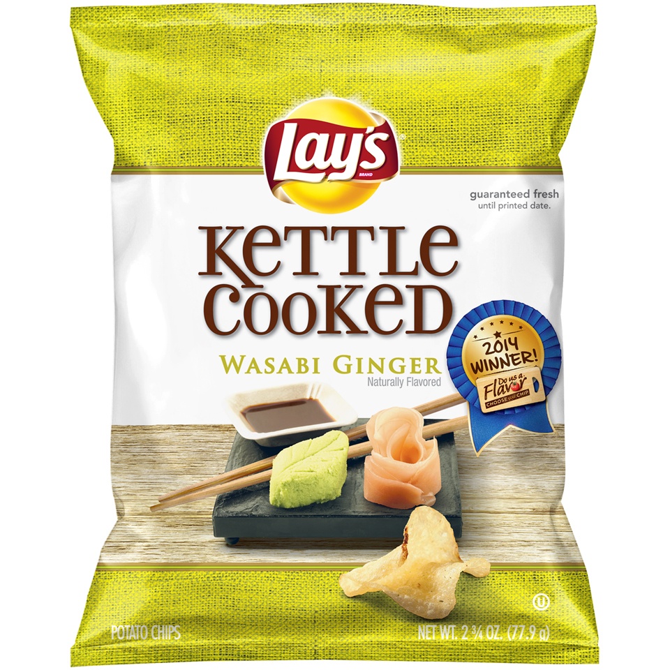 slide 1 of 3, Lay's Kettle Cooked Wasabi Ginger Flavored Potato Chips, 2.75 oz