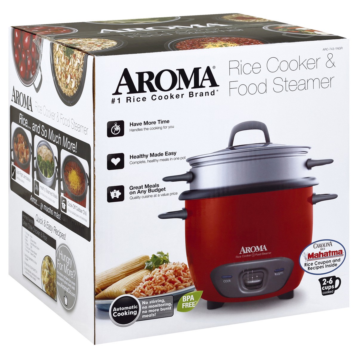 slide 2 of 6, Aroma Rice Cooker & Food Steamer 1 ea, 1 ct