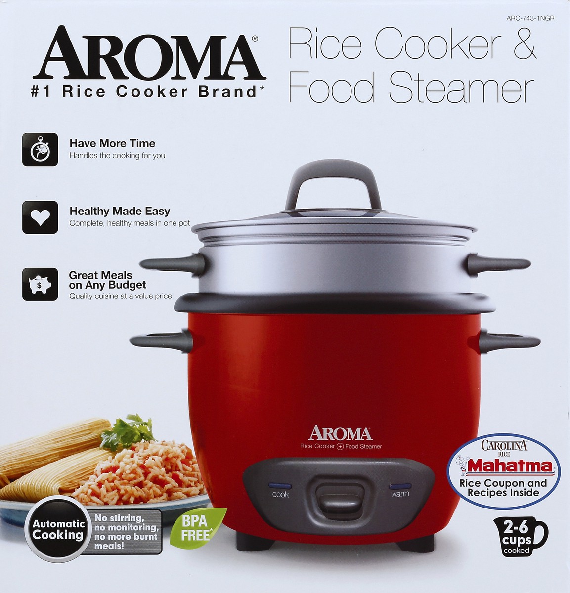 slide 1 of 6, Aroma Rice Cooker & Food Steamer 1 ea, 1 ct