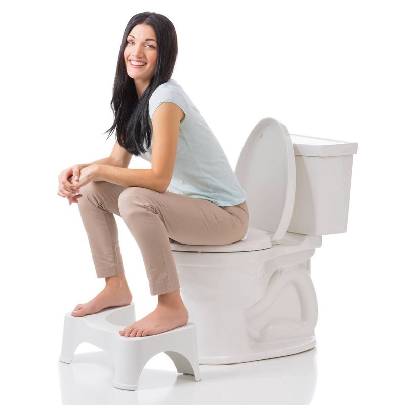 slide 3 of 5, Squatty Potty 7" The Original Bathroom Toilet Stool White : Microfiber, Machine Washable, Non-Slip Backing, 1 ct