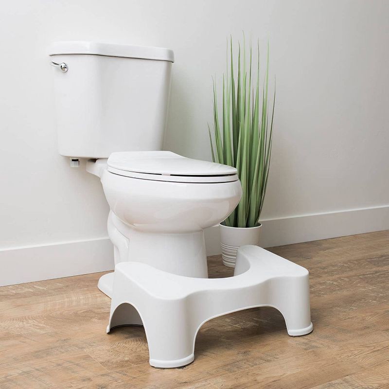 slide 4 of 5, Squatty Potty 7" The Original Bathroom Toilet Stool White : Microfiber, Machine Washable, Non-Slip Backing, 1 ct